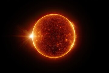 Fiery, detailed sun against a dark void