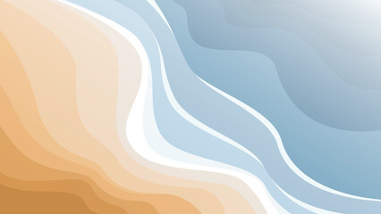 A tranquil bird's-eye view vector illustration of beach waves and sand. This abstract graphic with a soft, calm color palette is perfect for summer-themed backgrounds, social media, and invitations