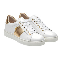 Luxury White Sneakers: Gold Accent Detail & Studded Design