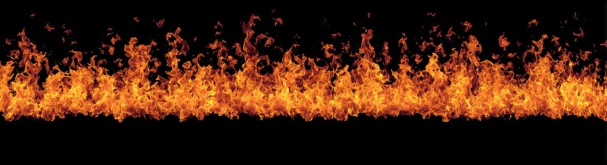 Horizontal band of orange-yellow flames against a black background (1)