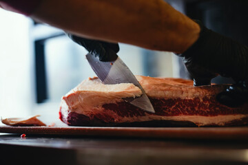 Getting the meat ready for the smoker