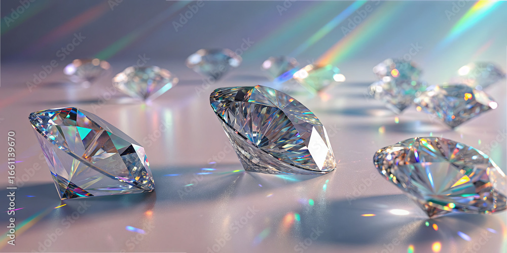 Aufkleber dazzling diamonds rest on a smooth surface, creating a captivating display of light and color. the b
