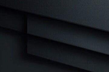 Dark, layered, geometric panels.  Close-up view of overlapping, textured, navy-black surfaces