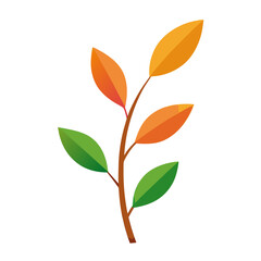 Delicate sprig of young leaves natural botanical illustration