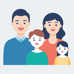 Minimalist illustration of a happy family celebrating together