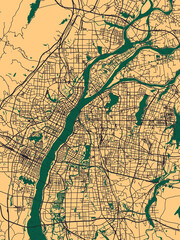 Obraz premium Nanchang China City Street Map. Downtown printable Landmarks, print city painting, travel art city banner modern art background abstract city