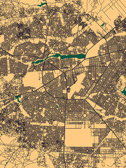 Ouagadougou Burkina Faso City Street Map. Downtown printable Landmarks, print city painting, travel art city banner modern art background abstract city