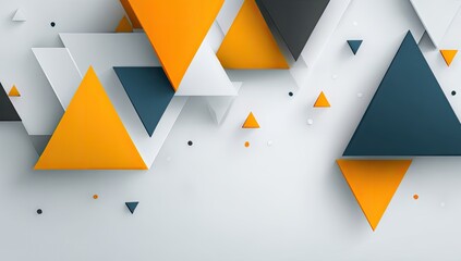 Abstract background design with overlapping triangles in orange, gray, and white
