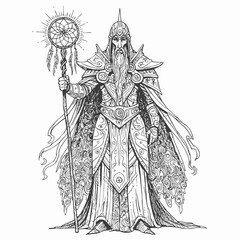 Fantasy Wizard King with a Dreamcatcher Staff.