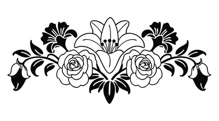 A beautiful vintage vector illustration of a floral ornament with seamless blossom and leaf patterns