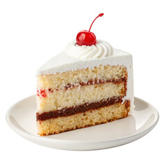 Cake slice isolated on clean white background for dessert and celebration food