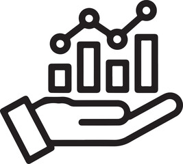 Hand holding a growing business bar chart with data points and trend line
