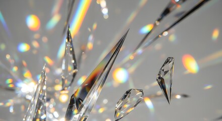 Prismatic Light Spectrum Through Sharp Crystal Fragments.