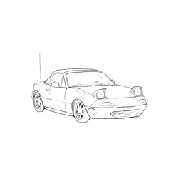 Outline black and white car