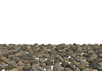 A large pile of various rocks and stones isolated on transparent background