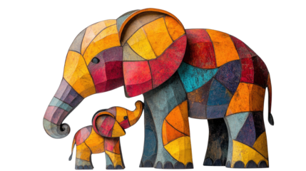 Big elephant with a cute little elephant 