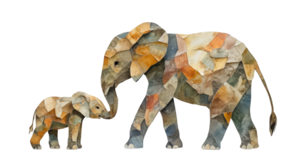 Big elephant with a cute little elephant 