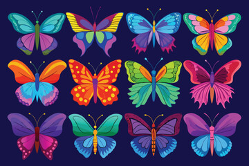 Colorful Butterfly's Illustration Clipart Design Bundle