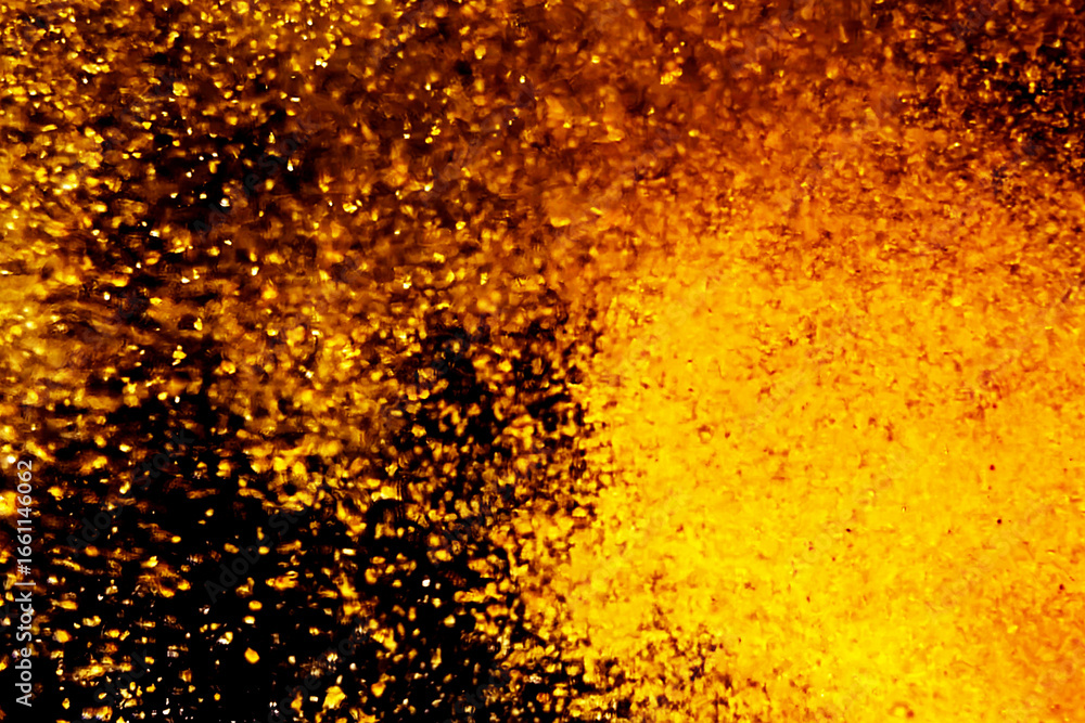 Aufkleber abstract background with chaotic golden particle flow merging streams big bang universe creation cha