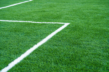 Soccer playground with artificial grass and white stripe