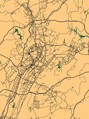 Zunyi China City Street Map. Downtown printable Landmarks, print city painting, travel art city banner modern art background abstract city