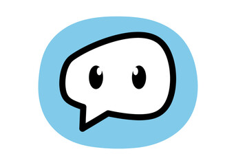 Fototapeta premium Blue chat bubble with eyes, a vector illustration