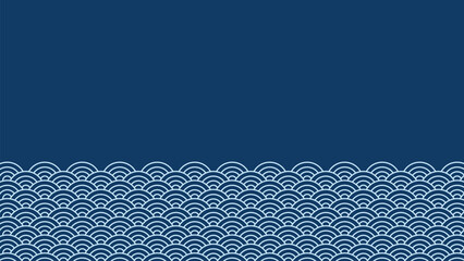 A simple yet striking vector background featuring traditional Japanese ocean waves at the bottom against a solid deep blue field. This graphic is ideal for invitations, posters and social media banner