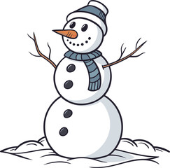 Joyful snowman with hat and scarf ready for winter fun and holiday celebrations