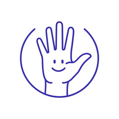 Obraz premium Friendly hand waving hello, a cute and cheerful illustration