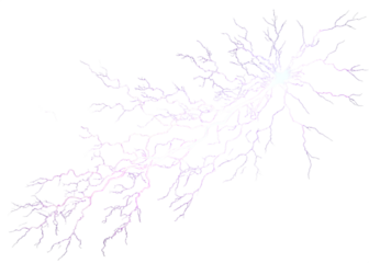 Intense white lightning bolt illuminates dark night sky with jagged branches