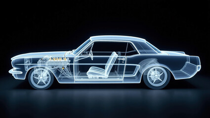 Fototapeta premium 車のレントゲン写真、モノクロ