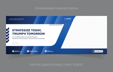 Business banner template design with image space replacement with blue color