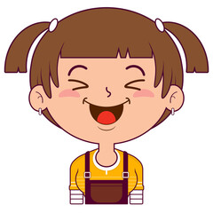 girl pigtail hair playful face cartoon cute