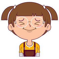 girl pigtail hair hurt face cartoon cute