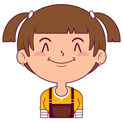 Obraz premium girl pigtail hair smile face cartoon cute