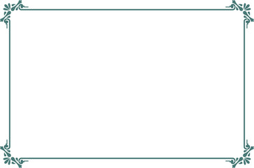 Oriental Frame Design Traditional Chinese Style Border with Geometric Corner Ornament. Lines Green Isolated. 828