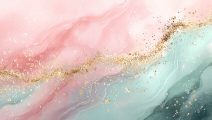 Fototapeta premium Abstract design with pastel colors and gold glitter.