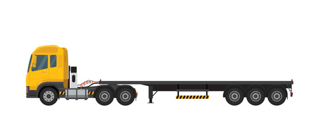 Yellow truck template without container on white background. Vector illustration EPS 10.