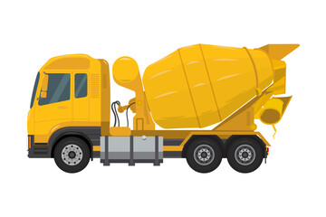 Cement Mixer Truck on white background. Construction Vehicle Transportation. Vector illustration EPS 10.
