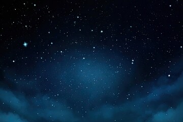 Fototapeta premium Dark night sky filled with numerous stars and soft clouds