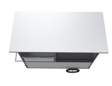 Minimalist Design Street Vending Trolley: Clean 3D Rendering of Blank Silver Metal Food Cart, High Quality Isolated PNG Transparent Asset for Digital Merchandising and Pop-Up Shops. - Powered by Adobe