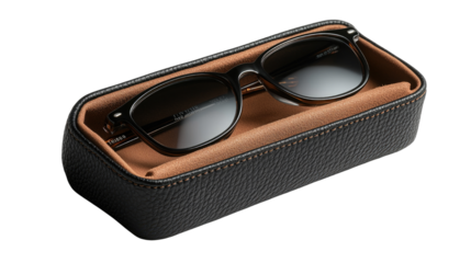 Black glasses case without and with glasses 