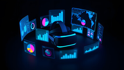 VR Headset Immersive Data Visualization: Futuristic Business Analytics in Virtual Reality