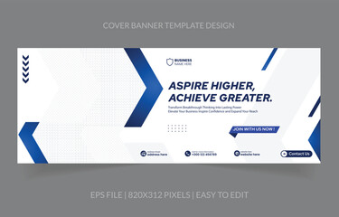 Business banner template design with image space replacement with blue color