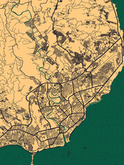 Davao City Philippines City Street Map. Background downtown, urban modern colorful, bright graphic design, abstract travel art, new business district, urban downtown, paint creative artwork