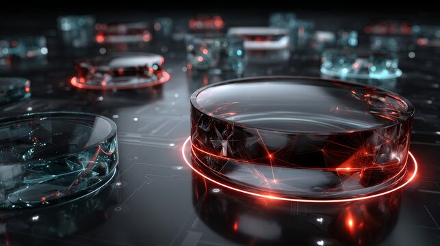 Glass circle shapes 3d rendering illustration.