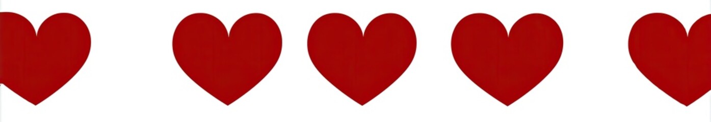 Four simple red hearts on a white background
