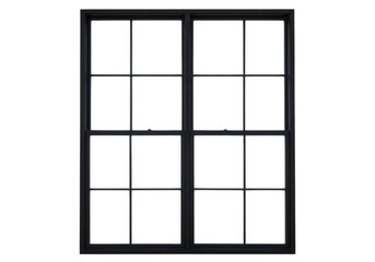 Black framed window with grid isolated on transparent background