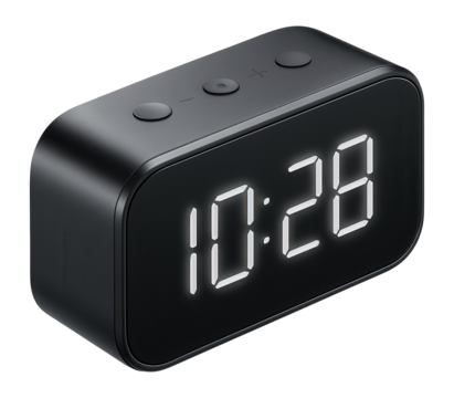 Digital desk clock with a futuristic look