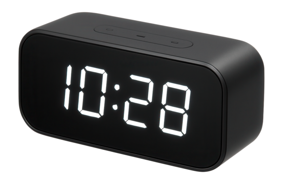 Digital alarm clock with a sleek appearance